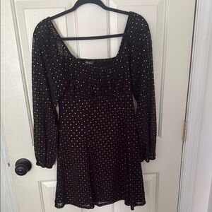 Lily Rose Black and Gold Polka Dot Dress